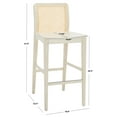 thumbnail image 3 of SAFAVIEH Benicio 42" Rattan Bar Stool, White Body/Natural Back Rest, Set of 2, 3 of 13