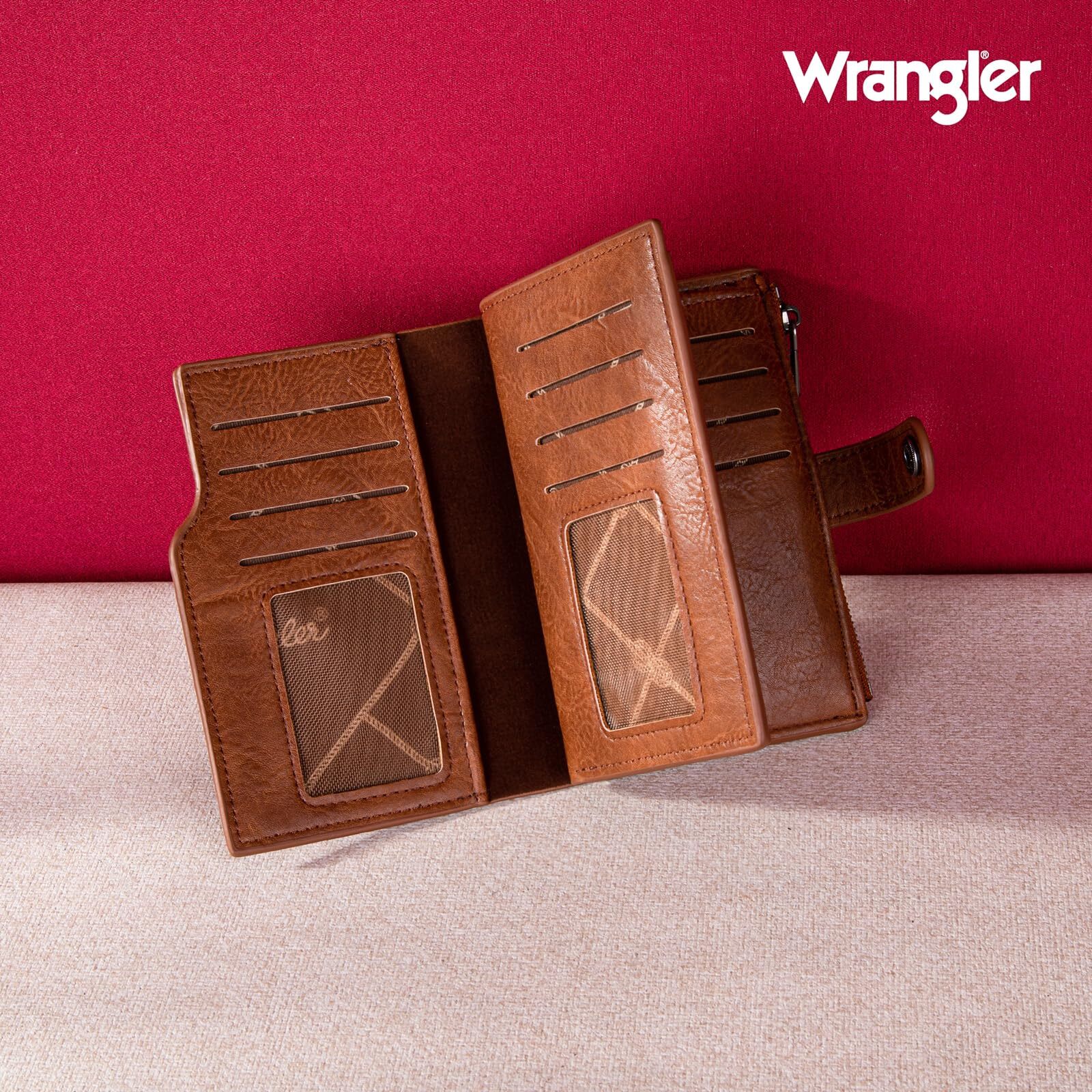 Montana West Wrangler Slim Bifold Wallet, Brown photo 5