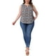 thumbnail image 2 of Blusa sin mangas de talla grande para mujeres, con estampado floral, cuello en V, túnica, camiseta 3X, azul marino, 2 of 5