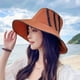 thumbnail image 4 of Sombrero de pescador ajustable con circunferencia de 54-60cm, gorro de lavabo a rayas de verano para mujer, sombrero de protección solar con aleros grandes para exteriores, 4 of 5