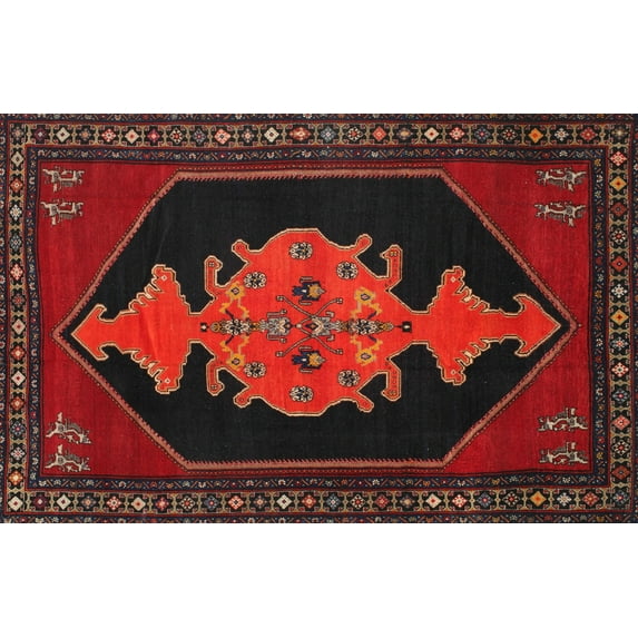 Ahgly Company Indoor Rectangle Traditional Dark Brown Persian Area Rugs, 7' x 10'
