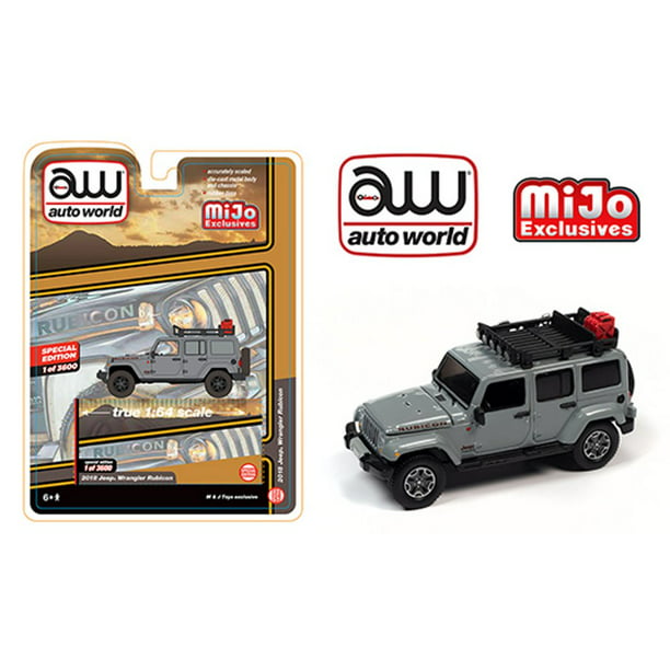 2018 Jeep Wrangler Rubicon with Roof Rack, Gray - Auto World CP7717-24 -  1/64 scale Diecast Model Toy Car 