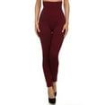 thumbnail image 4 of Women High Waist Strechy Leggings Running Yoga Gym Pants w/French Terry - (Wine), 4 of 7