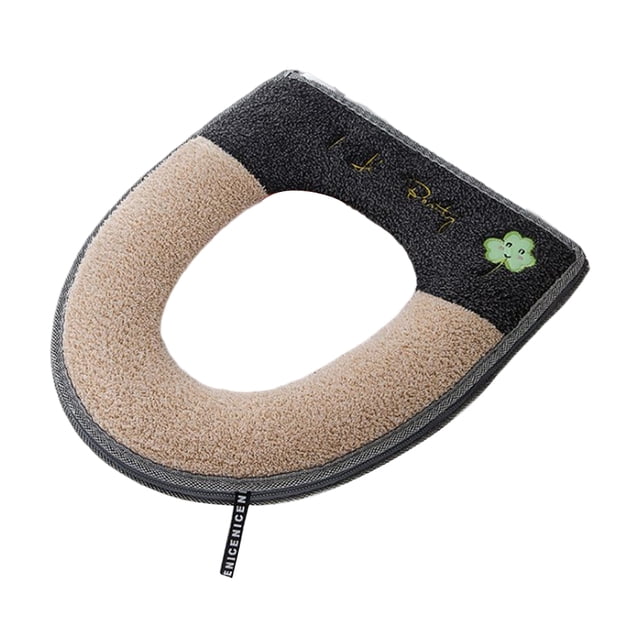 Yuarrent Cubierta de asiento de inodoro, Protector de pelusas con cremallera para baño, almohadillas para taburete público, alfombrilla Suministros de limpieza para el hogar beis negro