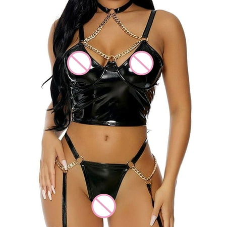 

Gubotare Lingerie Bodysuit Women Lingerie Lace Chemise Halter Nightwear Teddy Dress Black S