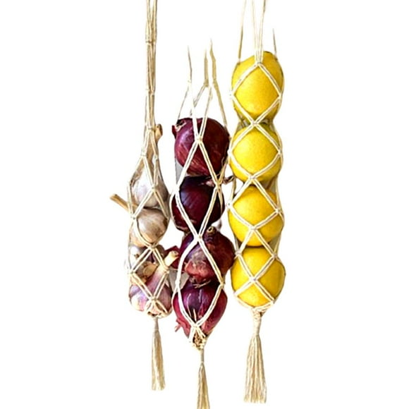 Reusable Handmade Kitchen Onion Potato Mesh Storage Hanging Bag with Drawstring