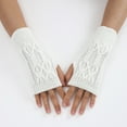 thumbnail image 6 of Ladies Warm Knit Fingerless Gloves Convertible Mittens Fashion Flowers One Size, 6 of 6