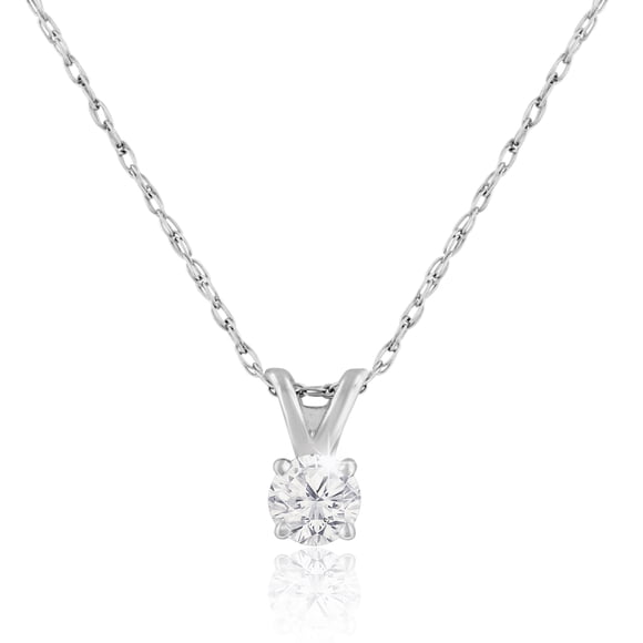 1/10 Carat Diamond Solitaire Necklace With Free 18 Inch Chain In Sterling Silver For Women