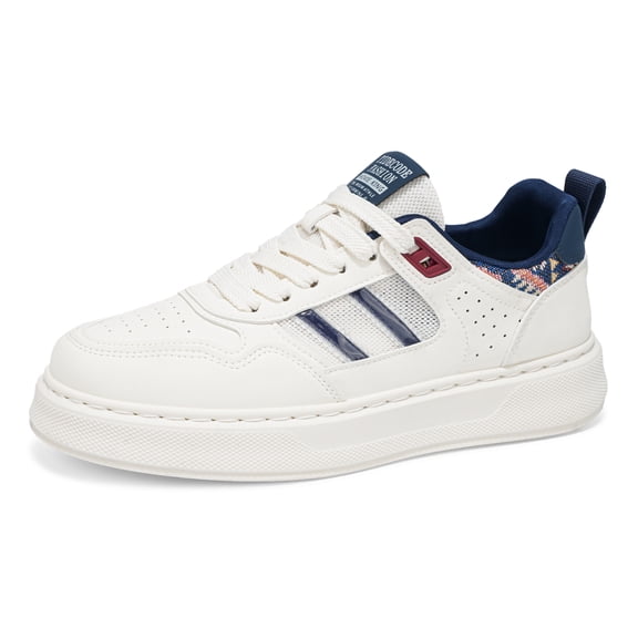 Men's Mesh Spliced Lace-Up Thick Sole Low Top Skate Sneakers