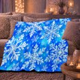 thumbnail image 6 of Blue Snowflake Crystal Design, Festive Holiday Scene, Warm Flannel Blanket for Living Room and Reading Nook with Detailed Artwork, Art Lovers Friendship Gift, Festive Home Decor, 6 of 9