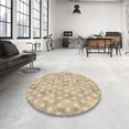 thumbnail image 4 of Ahgly Tapis Rond Lavable en Machine Intérieur Transitionnel Kaki Or, 6 Pieds Rond, 4 of 7