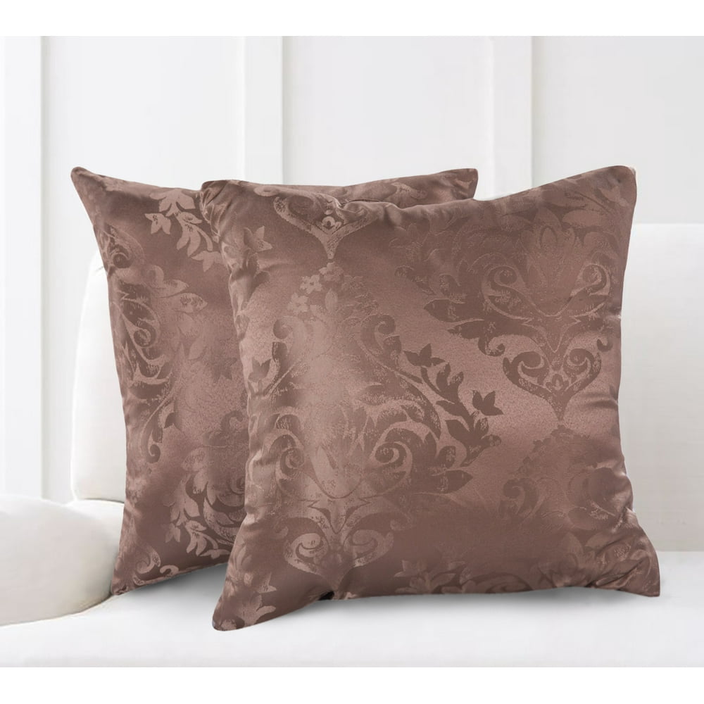 Mainstays Damask Jacquard Decorative Throw Pillow Set, 2pk, Taupe
