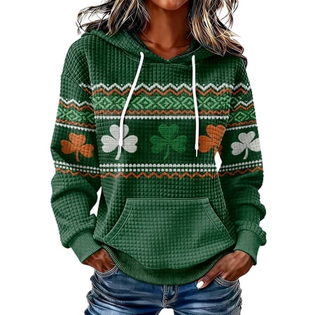 Chuancc Womens Long Sleeve Shirts Kangaroo Pocket Cozy Sweatshirts for Women Long Sleeve Tunic Tops for Women Crewneck Sweater Women Womens Loose Tops Long Sleeve Plus Size Hoodies Green XL