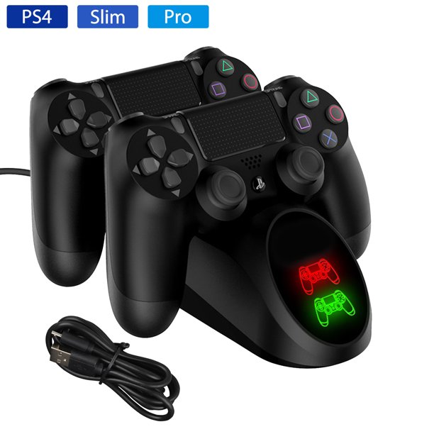 For Ps4 Controller Charging Station Dock Stand Dualshock Dual Controller Led Charger Base Compatible With Sony Playstation 4 Ps4 Pro Ps4 Slim Wireless Gaming Controller With Usb Cable Walmart Com Walmart Com