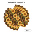 thumbnail image 2 of Placemats Set Of 4 / 6, Yellow Black Plaid Sunflower Placemats For Dining Table Indoor/Outdoors Heat Resistant Washable Placemats 18" X 12", 2 of 8