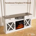 thumbnail image 3 of BREEZEHEAT 58" Farmhouse Fireplace TV Stand with 18" Electric Fireplace for TVs up to 65'', White/Brown, 3 of 7