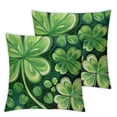 thumbnail image 2 of Jiayy  St Patricks Day Clover Stripes Throw Pillow Cover, Set of 2 Lucky Shamrock Cushion Case Decoration for Sofa Couch, 2 of 6