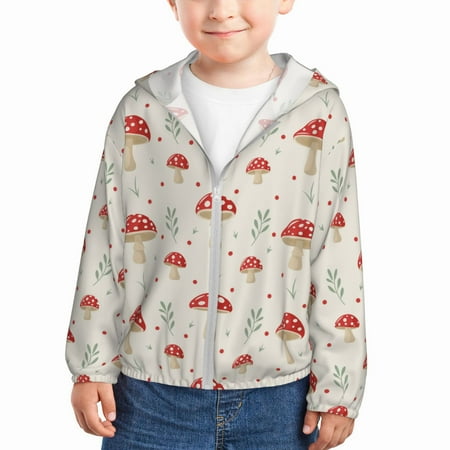 

Vsdgher Mushroom Kids Sun Protection Hoodie with Zip Rash Guard Tops Children s Long Sleeve Sun Protection Clothing - 2 Years
