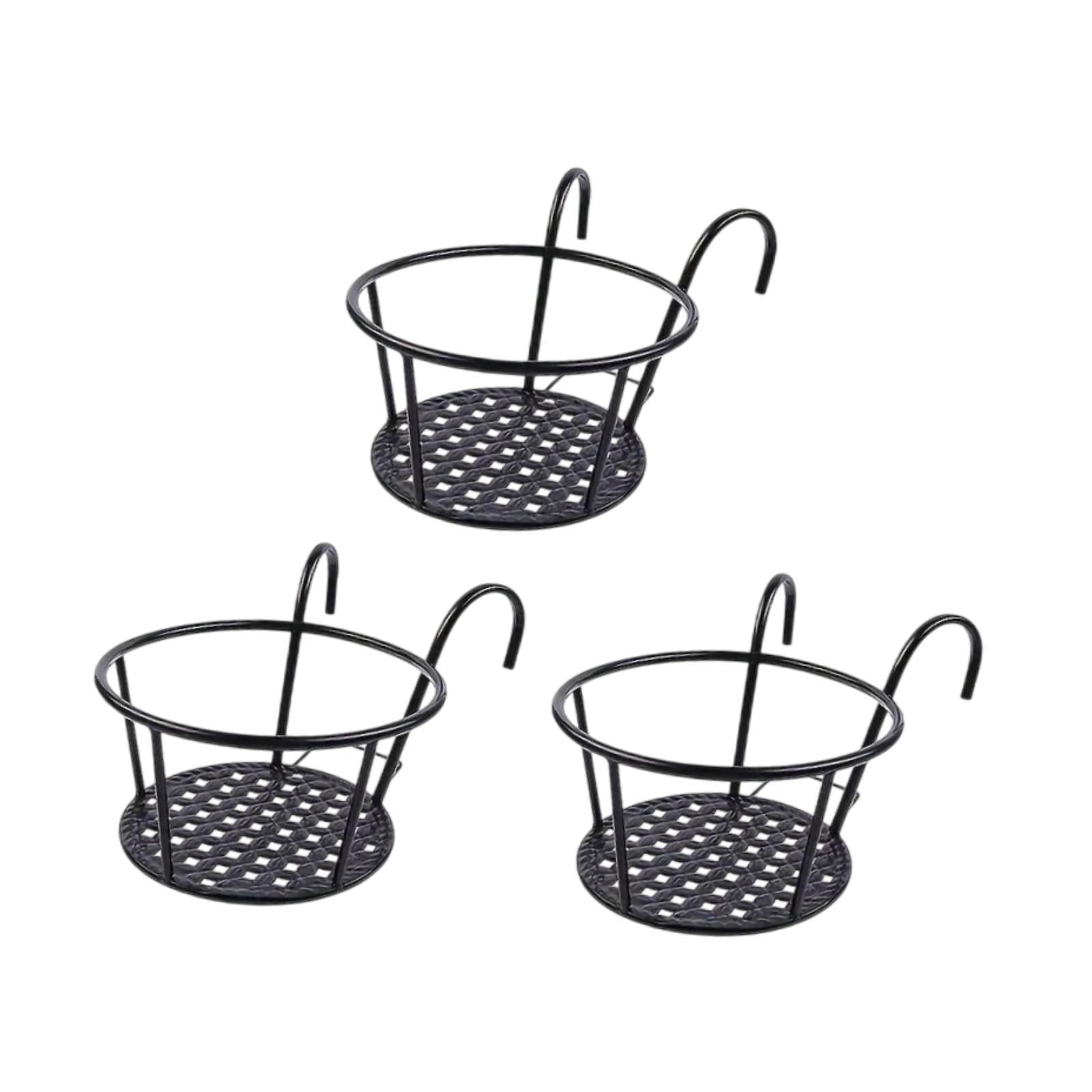 simhoa 3x Hanging Planter Basket Above The Rail Flower Pot Holder Around Hanging Railing Planters for Window Courtyard Outdoors in The Interior Outdoors Black