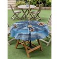 thumbnail image 4 of Outdoor Tablecloth with Umbrella Hole for Patio/Picnic/Party/Camping, Navy Blue Palm Tree Waterproof Table Cloth Round Cover Washable, Coastal Tropical Trees Vintage Summer (Dia 54"), 4 of 9