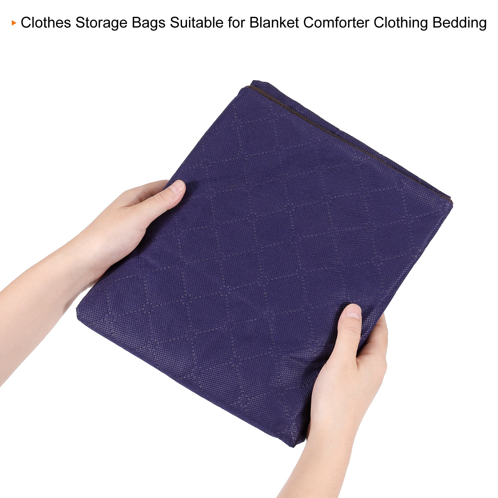 Unique Bargains Clothes Storage Bag Foldable Closet Organizers with Handles Dark Blue