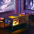 thumbnail image 2 of Bestier LED Coffee Table with Glass Top for Living Room, Center Tea Table with Storage in Rustic, 2 of 9