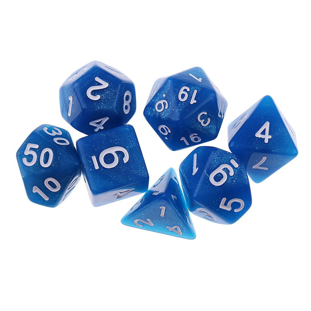 7X Polyhedral Dice for  DND Dice Casino Games 16mm Blue 