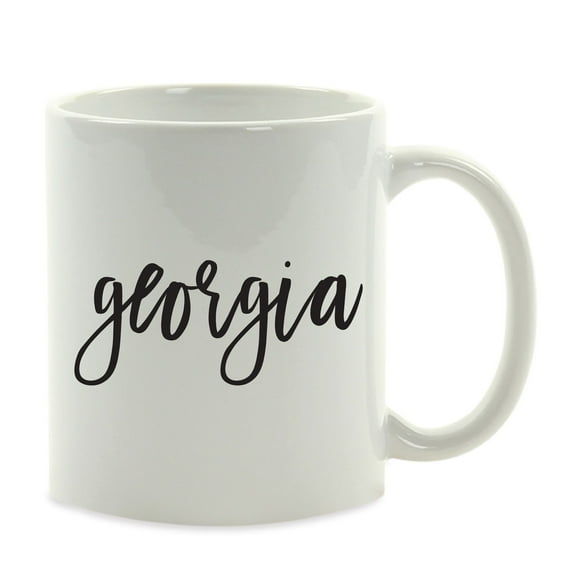 Koyal Wholesale Black Calligraphy Georgia US State Ceramic Coffee Mug