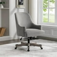 thumbnail image 2 of Pemberly Row Rustic Wood Base and Fabric Upholstered Office Chair in Fog Brown, 2 of 9