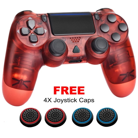 NETNEW Wireless Game Controller Compatible with PS4/Slim/Pro with Upgraded Joystick - Crystal Red