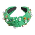 thumbnail image 2 of Diadema anudada de moda elegante con adornos de joyas para mujeres y niñas Verde claro, 2 of 8