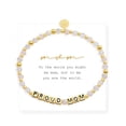 thumbnail image 3 of APIPEE Bohemian Bracelet Gold Beads White Crystal Chalcedony Round Pendant Colorful Electroplated Faceted Rhombus Beads Letter Bracelet For MOM, 3 of 5