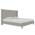 thumbnail image 3 of DHP Eveline Upholstered Platform Bed Frame with High Wingback Headboard, King, Textured Gray Canvas, 3 of 20