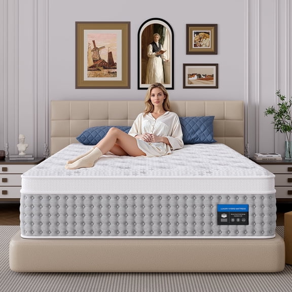 Bedstory Veluna 12 inch Firm King Size Hybrid Mattress in a Box, Pain Relief, CertiPUR-US, 365 Night Trial