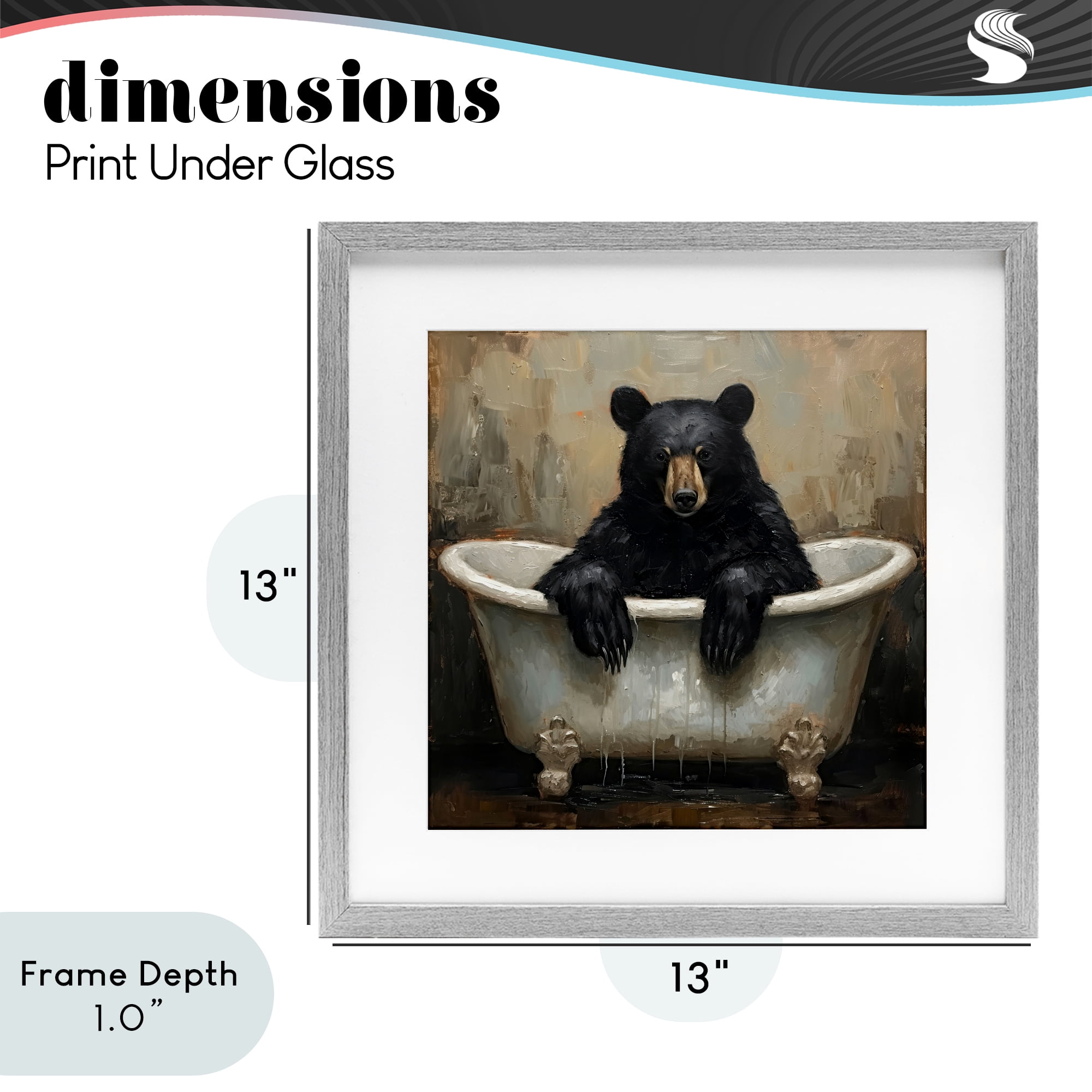 Stupell Industries Black Bear Bath Time Gray Framed Print Under Glass, design by Tina LeCour