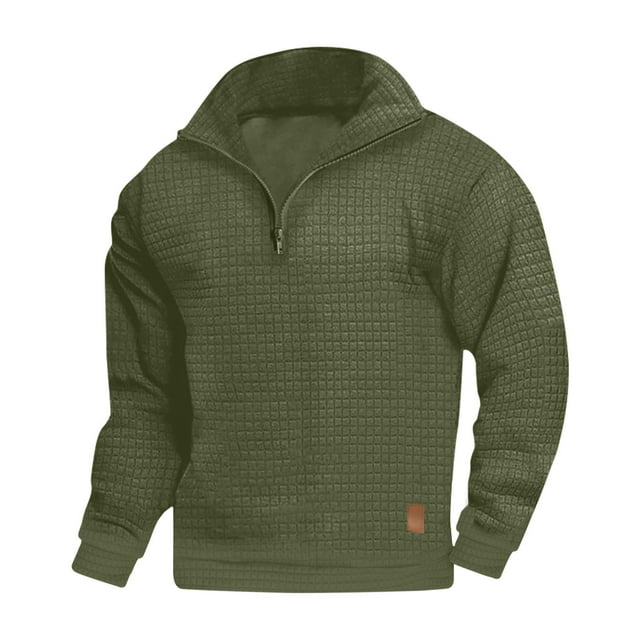 Homme Pull Décontracté Uni Mode Manches Longues Col Montant Blouse à Fermeture Éclair