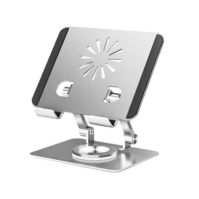 pitrice Tablet Holder Solid Color Replacement Nonslip Universal Heats Dissipation 360 Degree Foldable Aluminium Alloy Bracket Silver