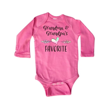 

Inktastic Grandma and Grandpas Favorite- Heart Grandchild Gift Baby Boy or Baby Girl Long Sleeve Bodysuit