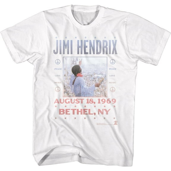 Jimi Hendrix Woodstock White Adult T-Shirt