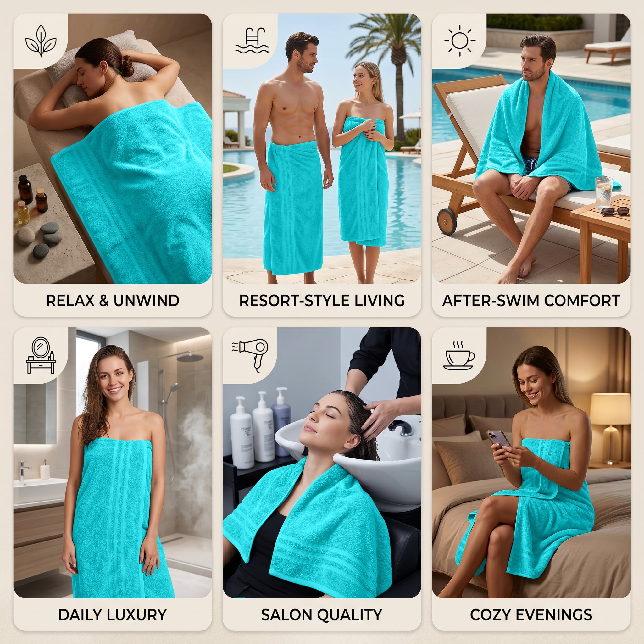 Dan River Bath Sheet 1 pack 40x80 in Soft Absorbent and Quick Dry jumbo Cotton Towel - Aqua
