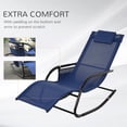 thumbnail image 4 of Outsunny Patio Rocking Chair with Mesh Fabric, Outdoor Rocking Sling Sun Lounger with Removable Headrest and Side Pocket for Garden, Deck, Lawn, Blue, 4 of 10