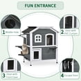 thumbnail image 5 of Orthopedic Dog Bed, PawHut 2-story Cat House Outdoor, Weatherproof Wooden Cat Enclosure for Feral Cats with Escape Door, Openable Roof, Jumping Platforms, Gray, Gray Dog Bed,Wood Cat Bed, 5 of 10