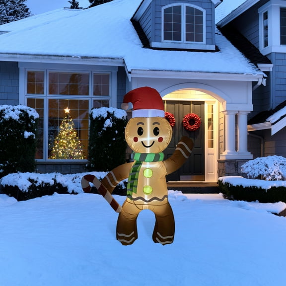 Northlight Lighted Inflatable Gingerbread Man Outdoor Christmas Decoration - 5'