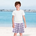thumbnail image 7 of Cute Pastel Lavender Gingham Pattern Swim Trunks Board Shorts Beach Pants Bathing Bottoms 4T, 7 of 7