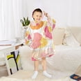 thumbnail image 6 of FORMRS Wearable Blanket Hoodie with Sleeves for Kids Cozy Flannel Sweatshirt, Pink Floral Orange, 6 of 7