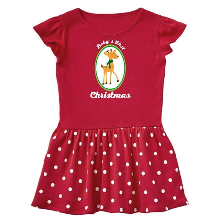 

Inktastic Babys First Christmas Reindeer Gift Baby Girl Dress