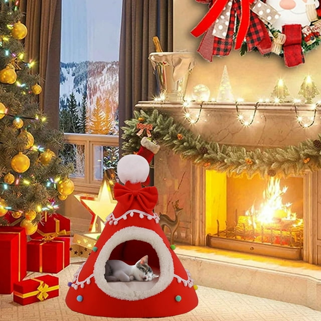 Candy Pet Bed Pet Villa Kitty Bed Dog Bed Winter Warm Cats Bed Yurt Pet Houses Pet Tent House, Pet Bed Yurt, warm cozy bed, for cats and dogs, foldable portable design, durable fabric