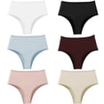 thumbnail image 1 of YELLOW ROBIN Women's Hipster Underwear Cheeky Cotton Panties High Waisted Assorted Color Pack of 6 Size XL, 1 of 12