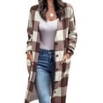 thumbnail image 3 of Prendas de Vestir con Botones de Manga Larga para Mujer Abrigo A Cuadros con Hombros Caídos Elegantes e Informales Sueltos con Bolsillo para Citas Marrón Claro XL, 3 of 5