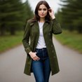 thumbnail image 4 of yuCgh Womens Coat Double-Breasted Long Dressy Windbreaker Overcoat Fall Winter Outerwear with Classic Solid Color Design for Elegant and Warm Look,Army Green L, 4 of 4